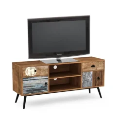 Mobile porta TV 120x60h cm vintage legno industrial con stampe Kabul