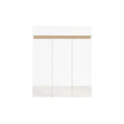Mobile scarpiera multiuso ingresso 94x114h cm 3 ante 1 cassetto bianco lucido top rovere Noren