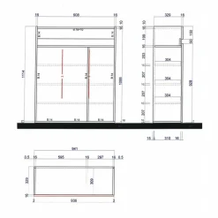 Mobile scarpiera multiuso ingresso 94x114h cm 3 ante 1 cassetto bianco lucido top rovere Noren
