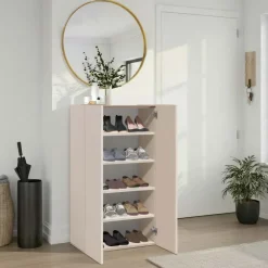 Mobile scarpiera multiuso ingresso 63x114h cm 2 ante beige cashmere top rovere scuro Mercor