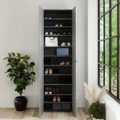 Mobile scarpiera multiuso ingresso 63x212h cm 2 ante grigio Ghisy