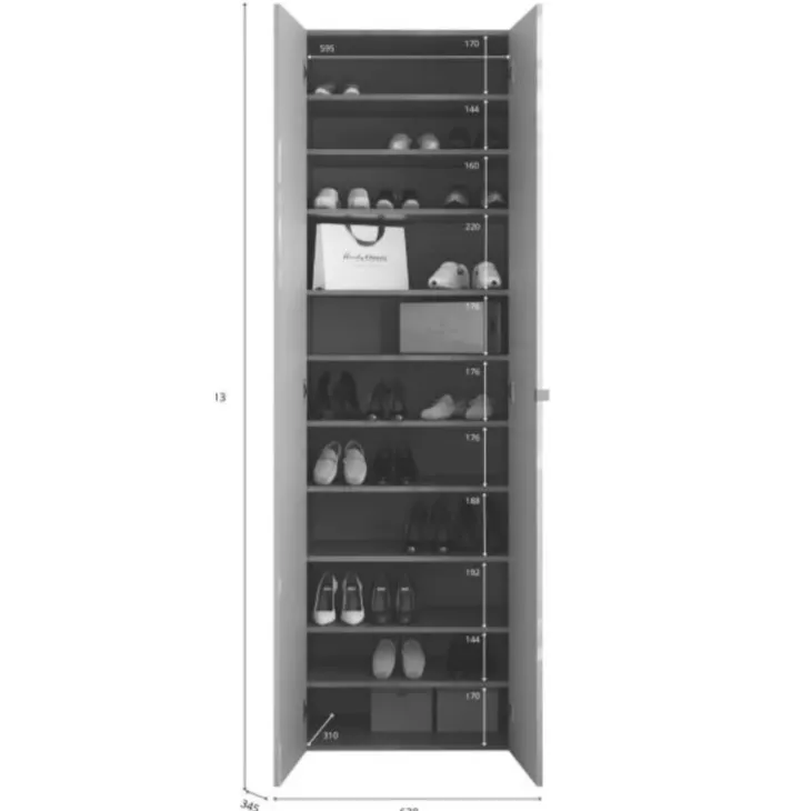 Mobile scarpiera multiuso ingresso 63x212h cm 2 ante grigio Ghisy