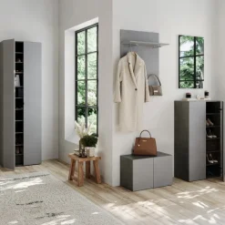 Mobile scarpiera multiuso ingresso 63x212h cm 2 ante grigio Ghisy