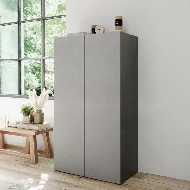 Mobile scarpiera multiuso ingresso 63x114h cm 2 ante grigio Ghisy