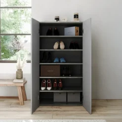 Mobile scarpiera multiuso ingresso 63x114h cm 2 ante grigio Ghisy