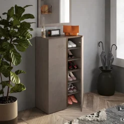 Mobile scarpiera multiuso ingresso 70x111h cm 2 ante marrone bronzo rovere scuro Welky