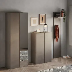 Mobile scarpiera multiuso ingresso 70x111h cm 2 ante marrone bronzo rovere scuro Welky