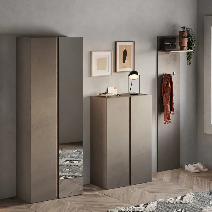 Mobile scarpiera multiuso ingresso 70x111h cm 2 ante marrone bronzo rovere scuro Welky