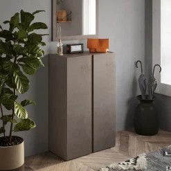 Mobile scarpiera multiuso ingresso 70x111h cm 2 ante marrone bronzo rovere scuro Welky
