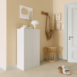 Mobile scarpiera multiuso ingresso 63x116h cm 2 ante bianco lucido Roks