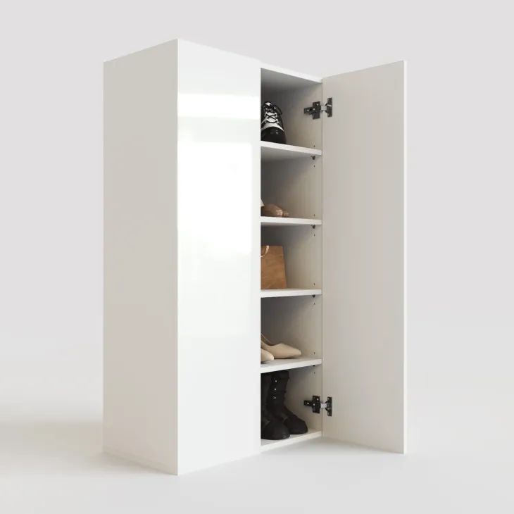 Mobile scarpiera multiuso ingresso 63x116h cm 2 ante bianco lucido Roks