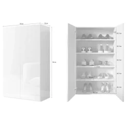 Mobile scarpiera multiuso ingresso 63x116h cm 2 ante bianco lucido Roks
