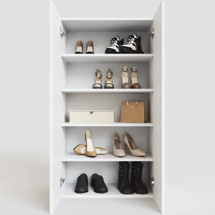 Mobile scarpiera multiuso ingresso 63x116h cm 2 ante bianco lucido Roks