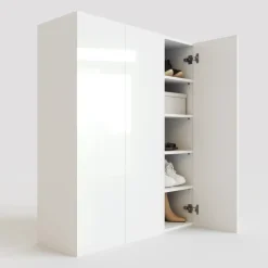 Mobile scarpiera multiuso ingresso 95x116h cm 3 ante bianco lucido Roks