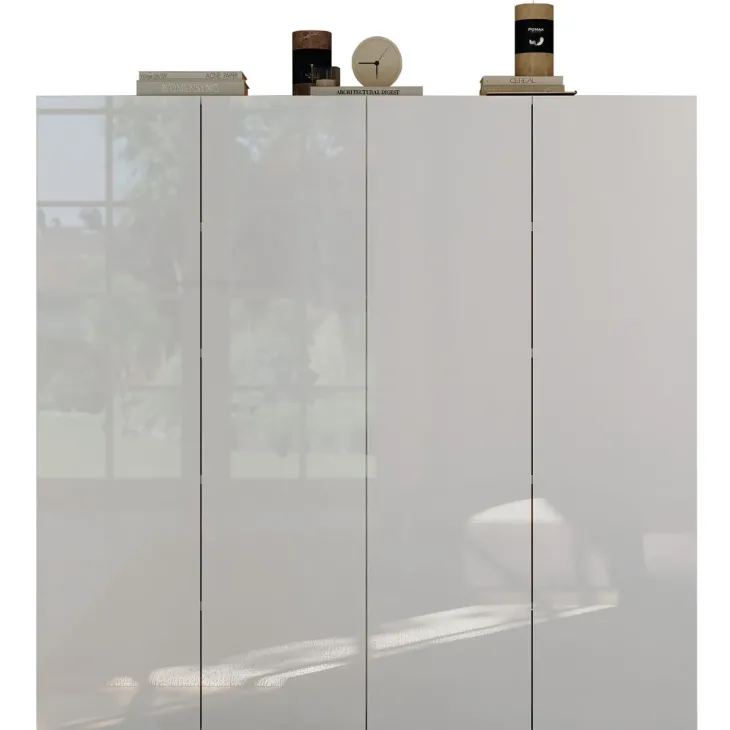 Mobile scarpiera multiuso ingresso 124x113h cm 4 ante bianco lucido Roks
