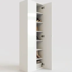 Mobile scarpiera multiuso ingresso 63x186h cm 2 ante bianco lucido Roks