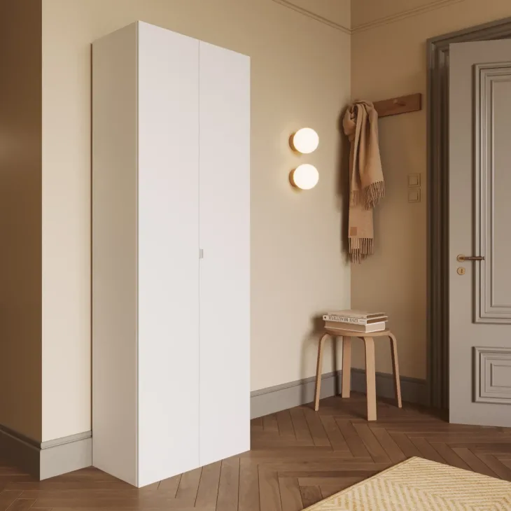 Mobile scarpiera multiuso ingresso 63x186h cm 2 ante bianco lucido Roks