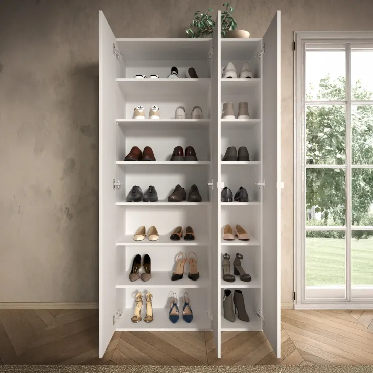 Mobile scarpiera multiuso ingresso 95x186h cm 3 ante bianco lucido Roks