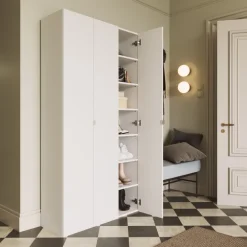 Mobile scarpiera multiuso ingresso 95x186h cm 3 ante bianco lucido Roks