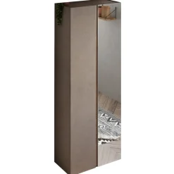 Mobile scarpiera multiuso ingresso 70x185h cm 2 ante 1 anta a specchio marrone bronzo rovere scuro Welky