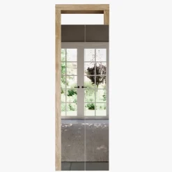 Mobile scarpiera multiuso ingresso 64x195h cm 2 ante a specchio bianco lucido rovere Invictus