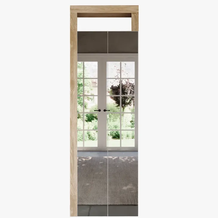 Mobile scarpiera multiuso ingresso 64x195h cm 2 ante a specchio bianco lucido rovere Invictus