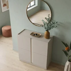 Mobile scarpiera 95x91h cm 2 ante beige cashmere e olmo Melissa