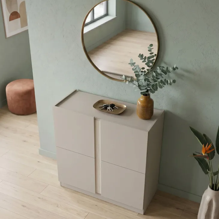 Mobile scarpiera 95x91h cm 2 ante beige cashmere e olmo Melissa