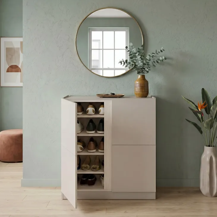 Mobile scarpiera 95x91h cm 2 ante beige cashmere e olmo Melissa