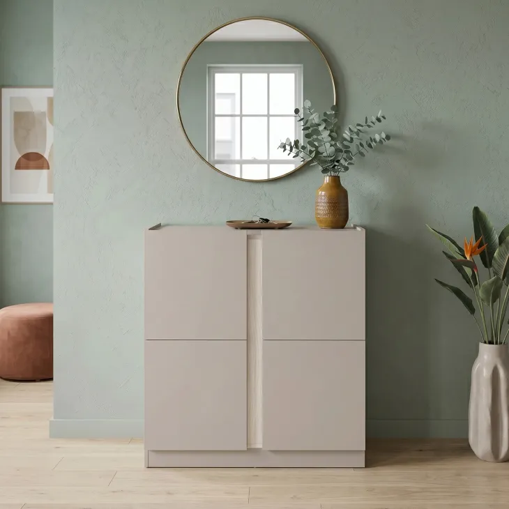 Mobile scarpiera 95x91h cm 2 ante beige cashmere e olmo Melissa