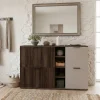 Mobile scarpiera 130x81h cm 2 ante 2 ribalte e vani a giorno tortora noce Raymonda