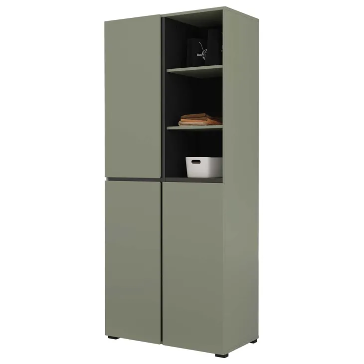 Mobile scarpiera 80x184h cm 3 ante 3 vani a giorno verde Lolla
