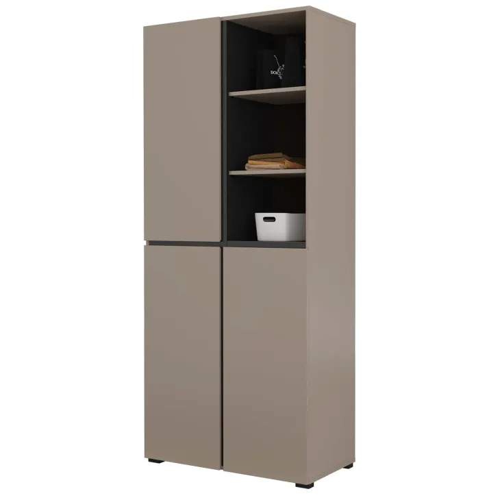 Mobile scarpiera 80x184h cm 3 ante 3 vani a giorno tortora Lolla