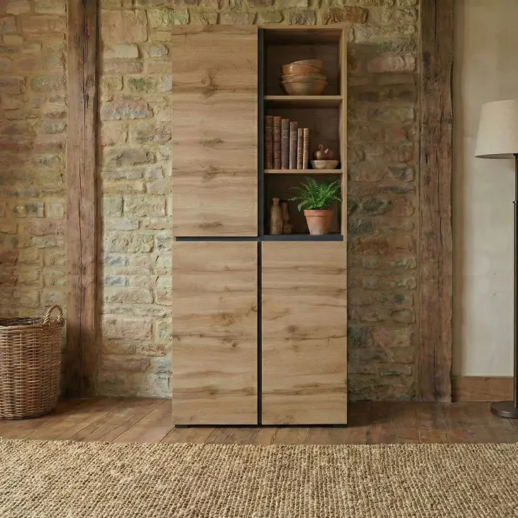 Mobile scarpiera 80x184h cm 3 ante 3 vani a giorno rovere Lolla