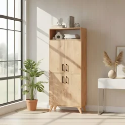Mobile scarpiera 72x170h cm multifunzione 4 ante 1 vano a vista rovere rustico Dama