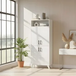 Mobile scarpiera 72x170h cm multifunzione 4 ante 1 vano a vista bianco Dama