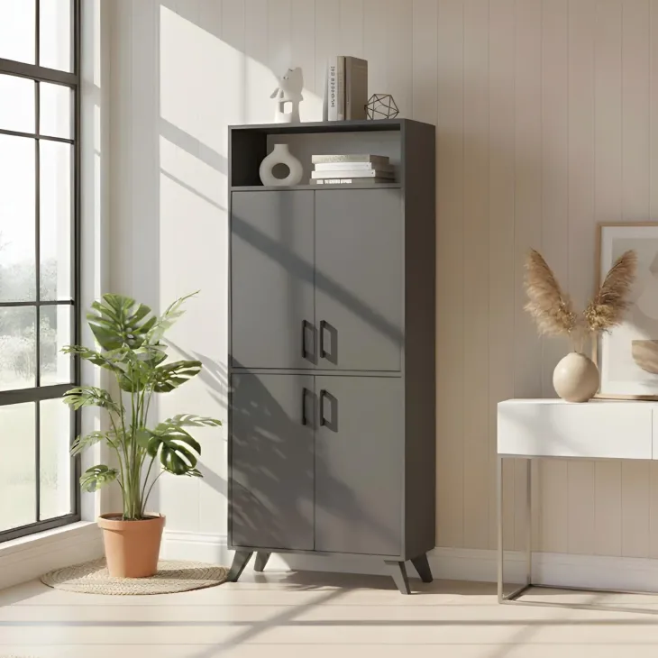 Mobile scarpiera 72x170h cm multifunzione 4 ante 1 vano a vista antracite Dama