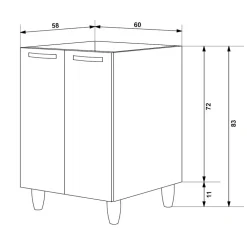 Mobile sottolavello cucina 60x86h cm multiuso con lavello acciaio inox 2 ante rovere olmo Talise
