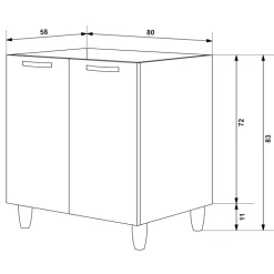 Mobile sottolavello cucina 80x86h cm multiuso con lavello 1 vasca destra acciaio inox bianco frassinato Talise