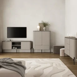 Mobile TV moderno 163x65h cm 2 ante 2 ripiani tortora Carty