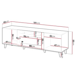 Mobile TV moderno 181x50h cm con caminetto elettrico cannettato antracite Essence