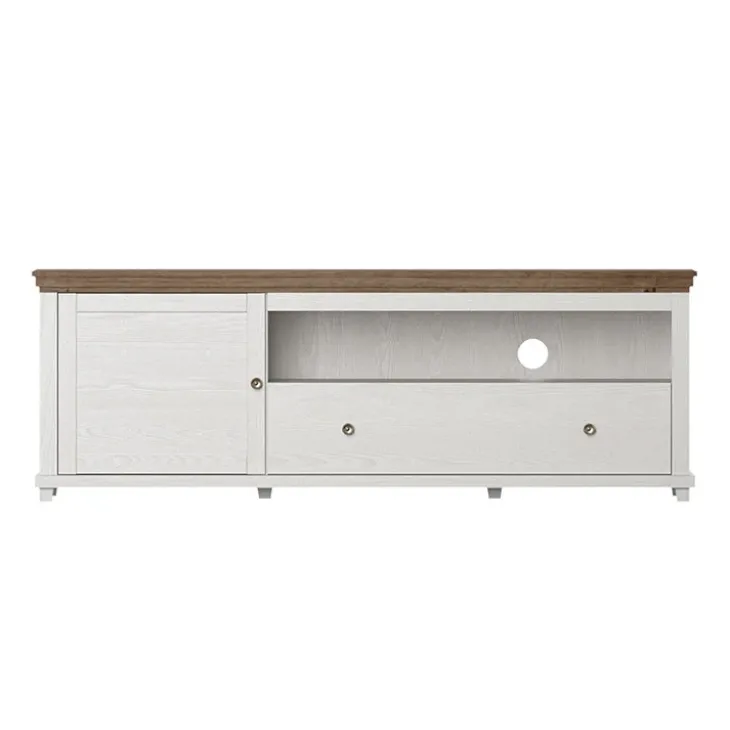 Mobile TV 181x61h cm 1 anta 1 cassetto bianco frassinato rovere Texel
