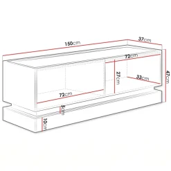 Mobile TV 150x47h cm 2 ante a ribalta nero rovere Rhea