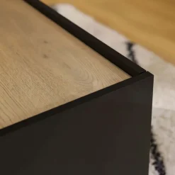 Mobile TV 200x47h cm 2 ante a ribalta 2 vani a vista nero rovere Rhea
