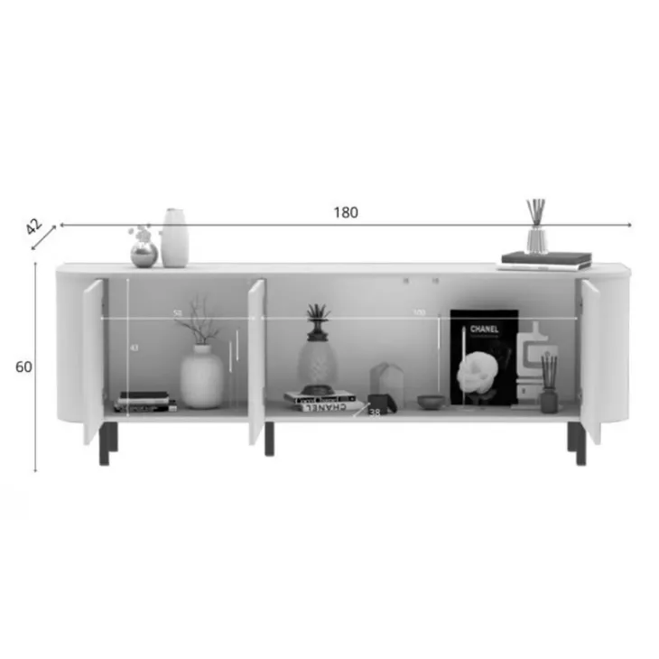 Mobile TV 180x60h cm 3 ante beige cashmere Lucrezia