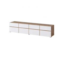 Mobile tv 225x49h cm 4 ante 4 cassetti bianco rovere Lolla