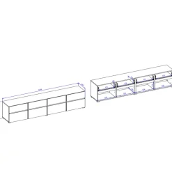 Mobile tv 225x49h cm 4 ante 4 cassetti bianco rovere Lolla