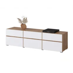 Mobile tv 180x49h cm 3 ante 3 cassetti bianco rovere Lolla