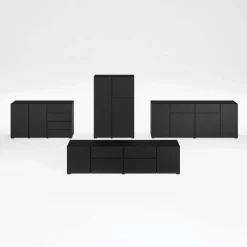 Mobile tv 195x48h cm 2 ante 2 cassetti 2 ribaltine nero Edge
