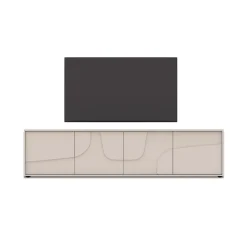 Mobile TV 205x48h cm 4 ante design in rilievo beige cashmere Sonia